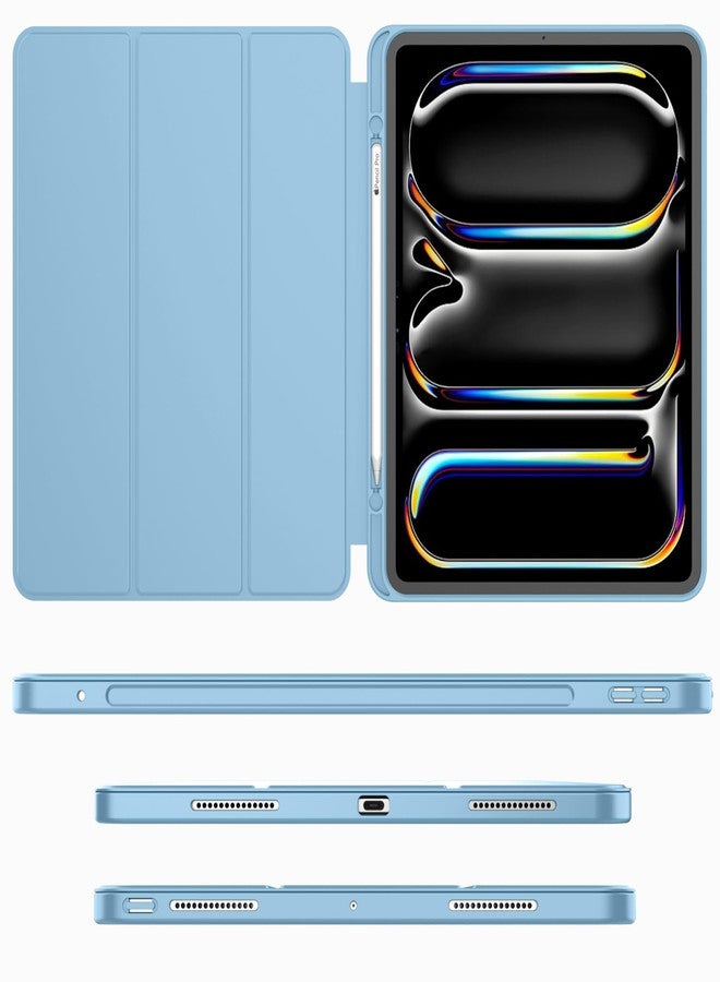 iMieet جراب iMieet لجهاز iPad Pro مقاس 11 بوصة M4 2024 (الجيل الخامس) مع حامل قلم، جراب ذكي ثلاثي الطي مع ظهر TPU ناعم، خاصية التشغيل/الإيقاف التلقائي (أزرق سماوي) - Image 2