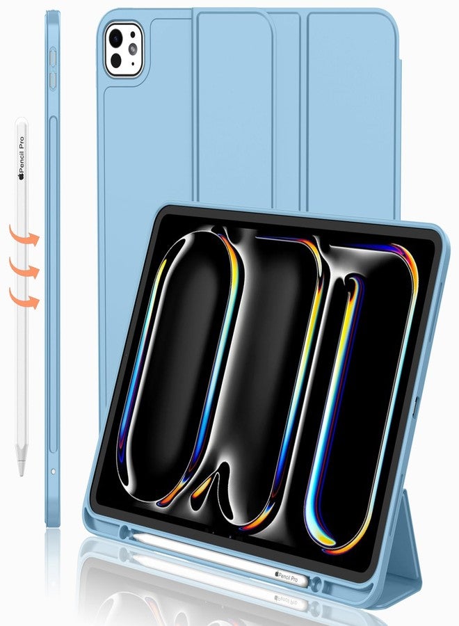 iMieet جراب iMieet لجهاز iPad Pro مقاس 11 بوصة M4 2024 (الجيل الخامس) مع حامل قلم، جراب ذكي ثلاثي الطي مع ظهر TPU ناعم، خاصية التشغيل/الإيقاف التلقائي (أزرق سماوي) - Image 1