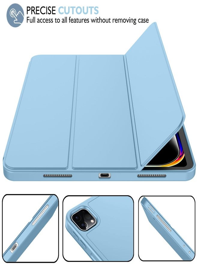 iMieet جراب iMieet لجهاز iPad Pro مقاس 11 بوصة M4 2024 (الجيل الخامس) مع حامل قلم، جراب ذكي ثلاثي الطي مع ظهر TPU ناعم، خاصية التشغيل/الإيقاف التلقائي (أزرق سماوي) - Image 4