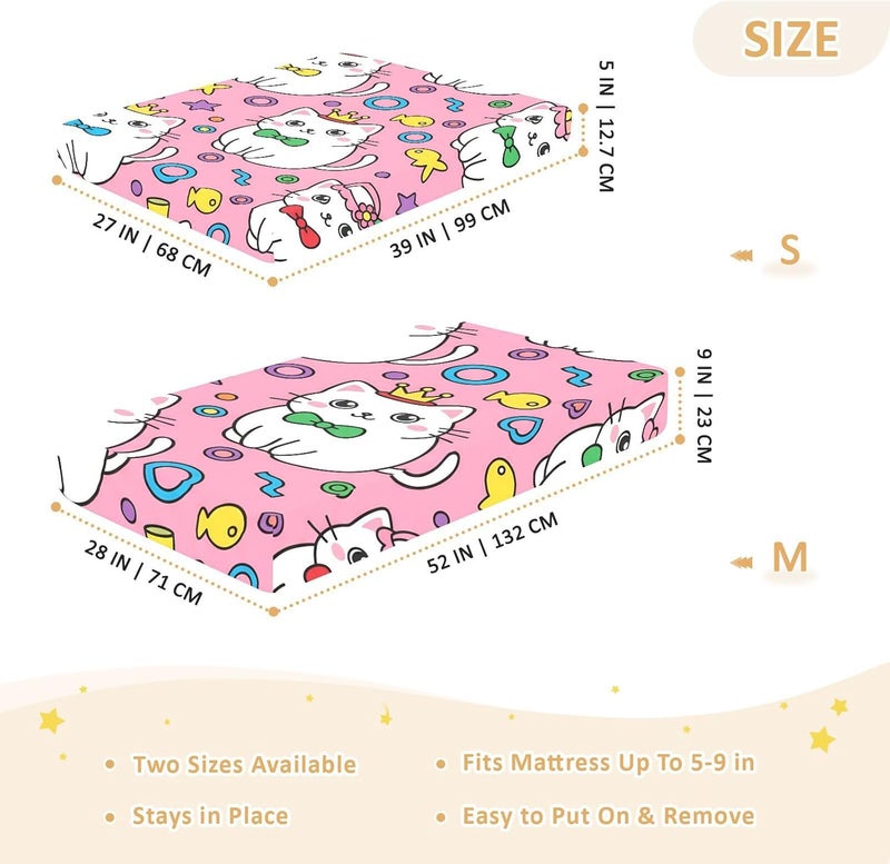 xigua Cat Baby Crib Sheets, Super Soft Combed Cotton Fitted Sheets, Breathable Skin-Friendly Baby Sheets for Standard Crib and Toddler Mattress & Playard, 52x28x9 Inch - Image 4