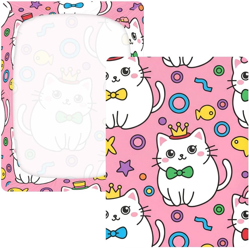 xigua Cat Baby Crib Sheets, Super Soft Combed Cotton Fitted Sheets, Breathable Skin-Friendly Baby Sheets for Standard Crib and Toddler Mattress & Playard, 52x28x9 Inch - Image 3