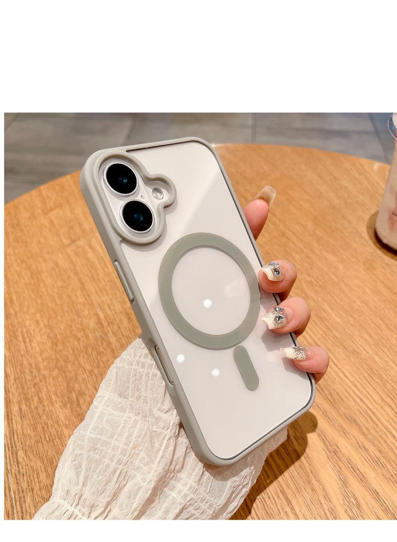 GULFLINK Magnetic Case for iPhone 16 6.1inch, Compatible with MagSafe, Scratch-Resistant Back, Anti-Scratch Clear Back Magnetic Phone Cover Grey - Image 1