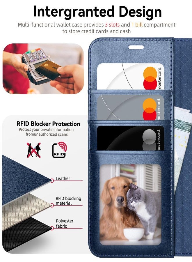 OCASE Case for Samsung Galaxy S25 5G, Inner TPU Shockproof Leather Cases Wallet, RFID Blocking, Card Slots, Kickstand, Magnetic Buckle Cover for Samsung Galaxy S25 - Blue - Image 3