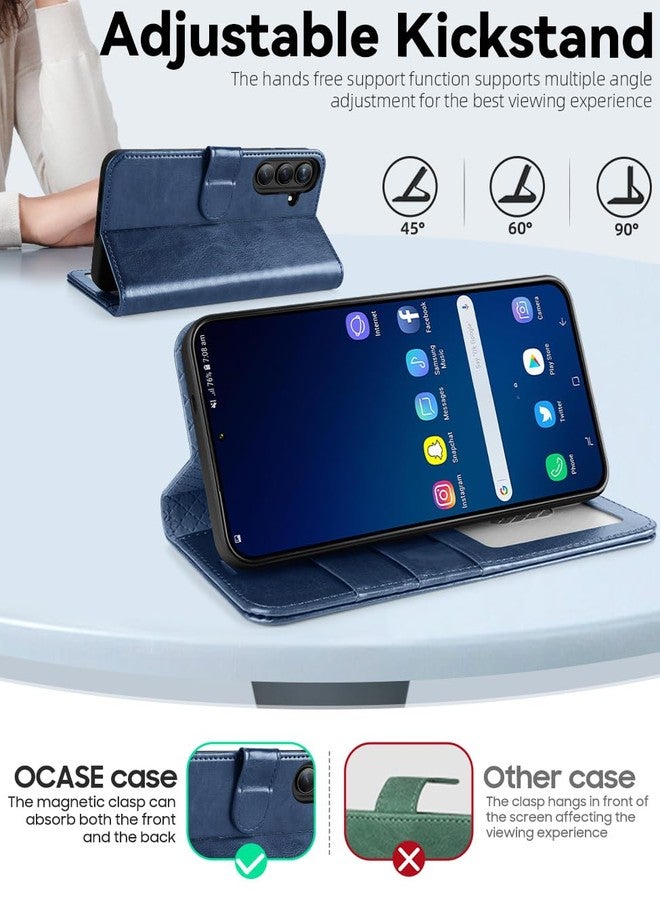 OCASE Case for Samsung Galaxy S25 5G, Inner TPU Shockproof Leather Cases Wallet, RFID Blocking, Card Slots, Kickstand, Magnetic Buckle Cover for Samsung Galaxy S25 - Blue - Image 4