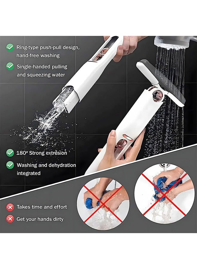 ممسحة صغيرة إسفنجية وممسحة ذاتية الضغط محمولة وممسحة صغيرة رطبة وجافة مزدوجة الاستخدام للمساحات الصغيرة وممسحة تنظيف قوية ممتصة خالية من الأوساخ (2 رأس قطن + 1 مقبض ضغط) - Image 5