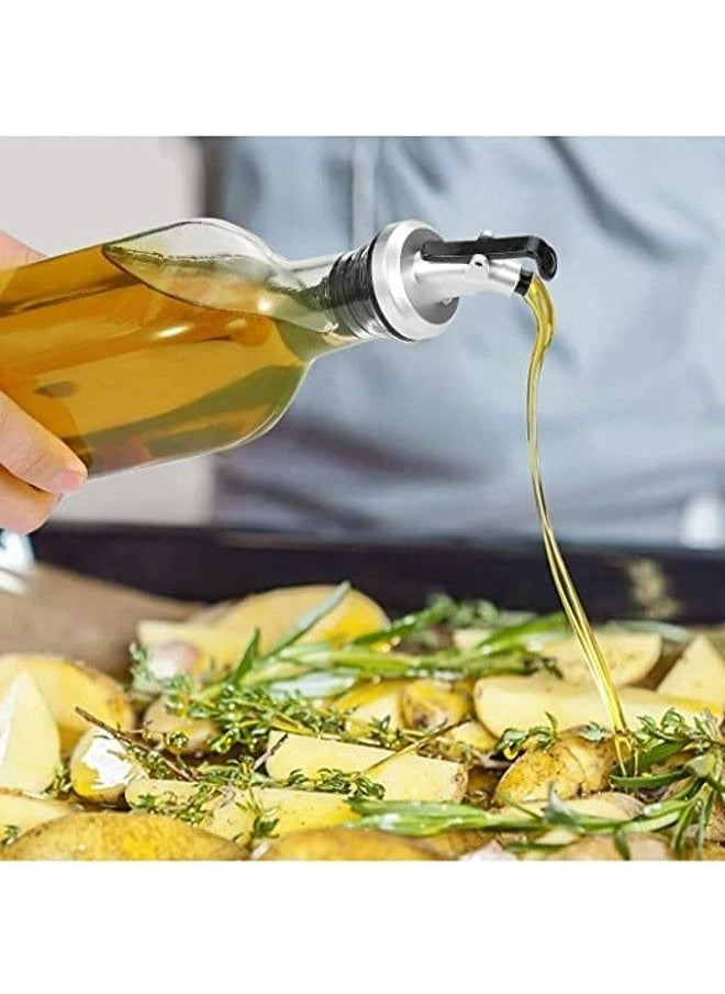 Rahalife - Glass Oil Bottle And Vinegar Pouring Dispenser Condiment Set Cruet Seasoning For Dining Table And Kitchen Airtight And NonDrip Bottle Stoppers Glass 500ml - Pack Of 2 - Image 1