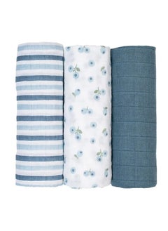 3-Pack Muslin Cloths (70Cm X 70Cm) - Blueberries