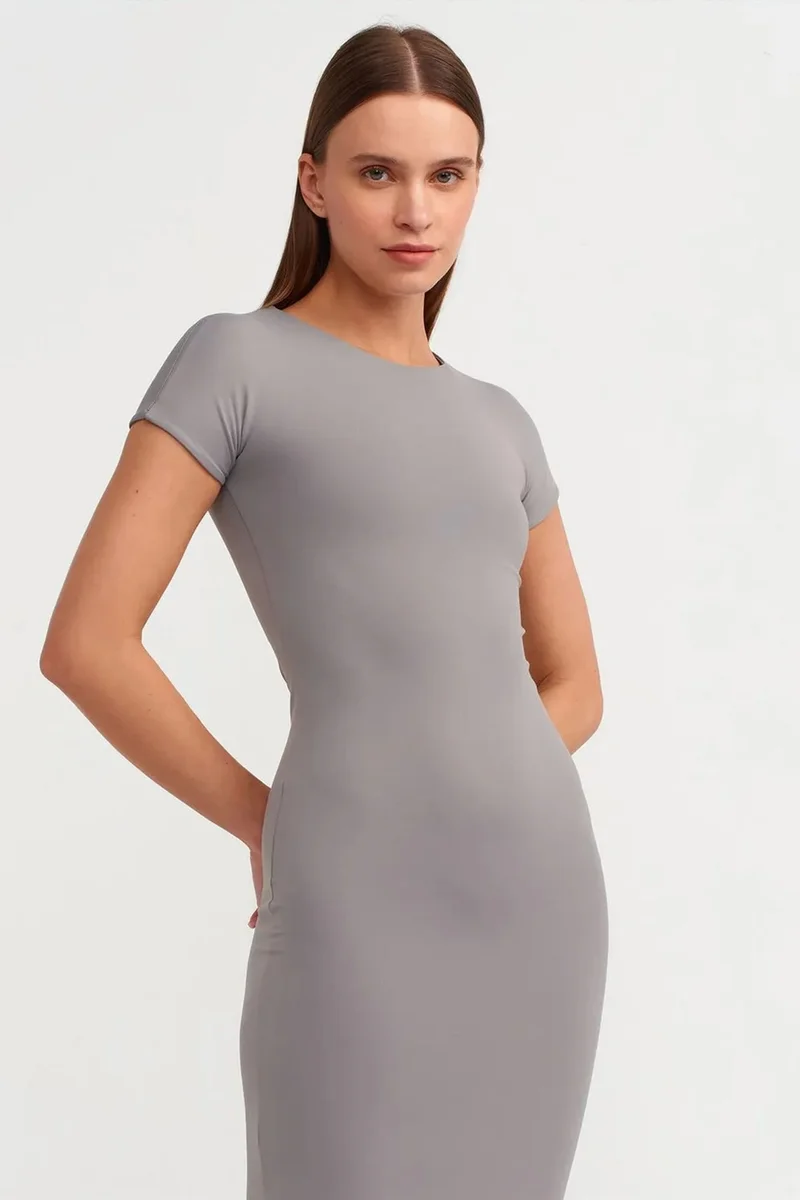 Dilvin Slate Grey DILVIN Women’s Bodycon Midi Dress for Women | Best Price UAE