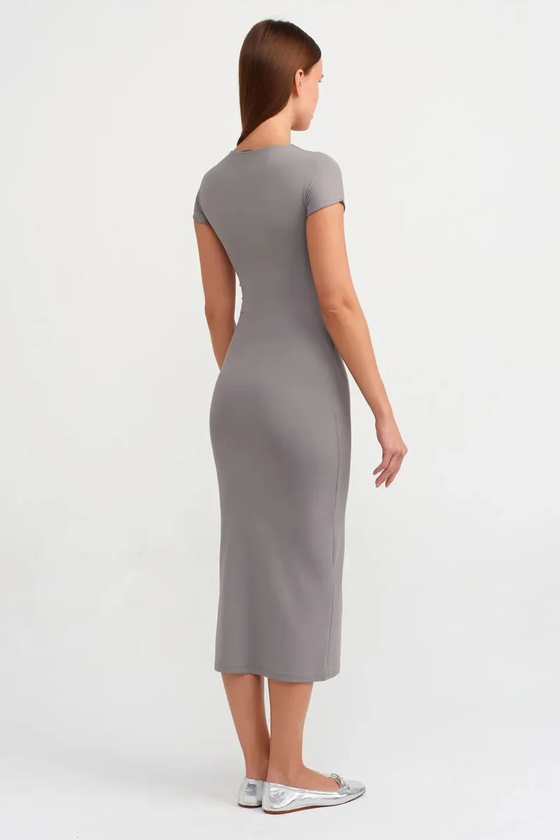 Dilvin Slate Grey DILVIN Women’s Bodycon Midi Dress for Women | Best Price UAE