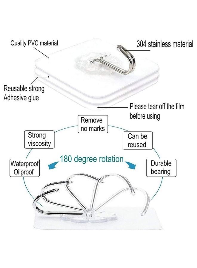 Adhesive Hooks Heavy Duty Wall Hooks 20Pack 8Kg Max, Self Adhesive Hook - Image 2