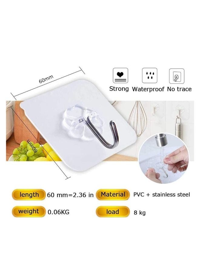 Adhesive Hooks Heavy Duty Wall Hooks 20Pack 8Kg Max, Self Adhesive Hook - Image 3