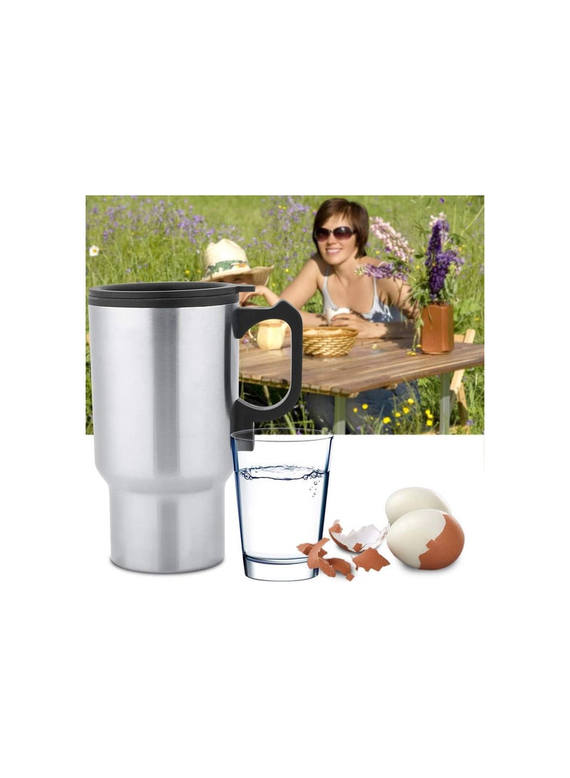 GGOOT Stainless Steel Heating Cup, 12V 450mL Electric Car Heating Coffee Milk Cup Mug Hot Water Bottle for Travel Picnic Camping Outdoor - Image 3