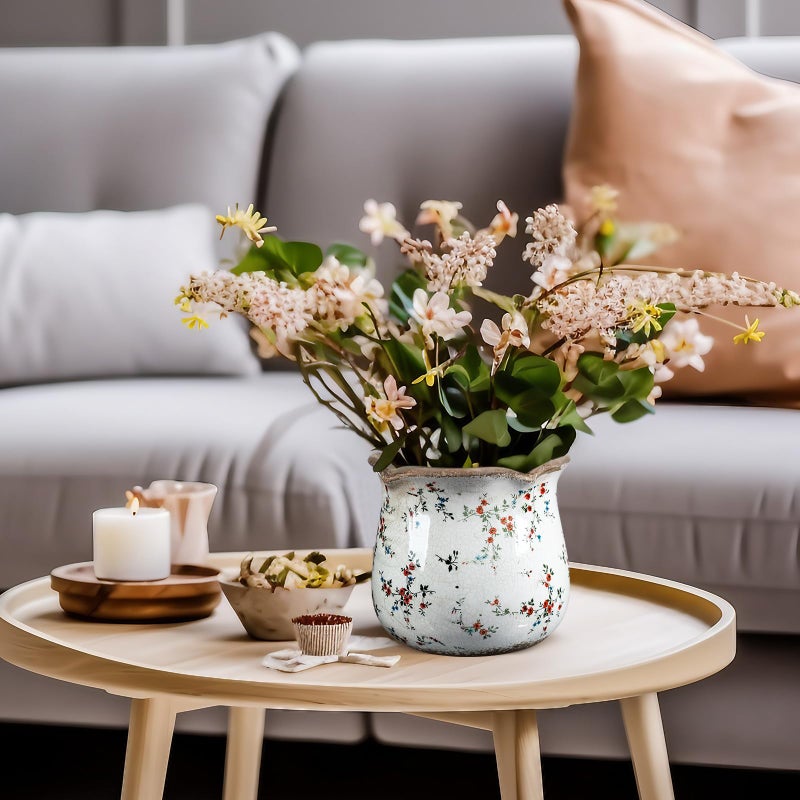Newtay 6 Inch Ceramic Plants Pots Vintage Ceramic Flower Planters Crackle Glaze Finish Flower Pots Decorative Floral Vintage Planters for Living Room Garden Home Decor Gifts(Cute) - Image 5