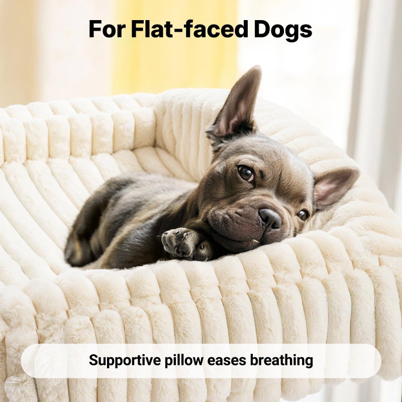 Veehoo Elevated Dog Bed with Bolster Cushion, Fluffy Plush Dog Couch Beds for Small Dogs, Cats, Washable Raised Pet Cot with Non-Slip Feet for Indoor or Patios Use, 24 x 18 Inches, White - Image 5