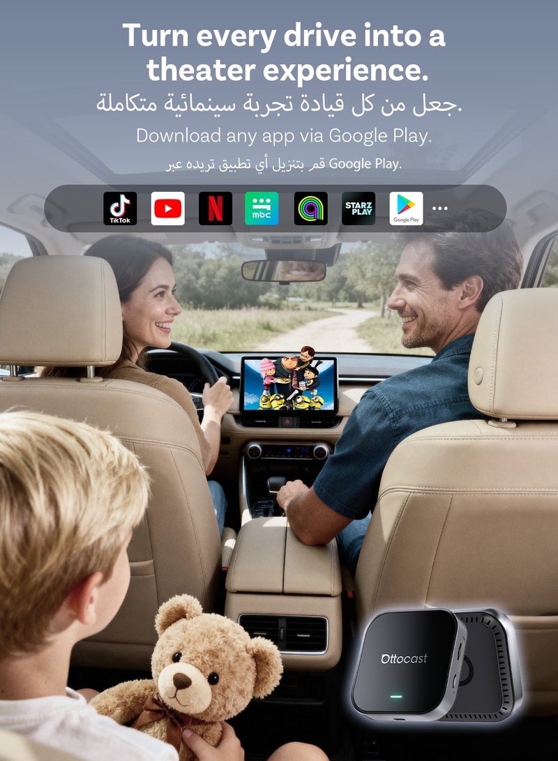 OTTOCAST OttoAibox E2 AI Box Google Play Store Netflix/YouTube Split-Screen Wireless Carplay Android Auto 4+64 GB - Image 3
