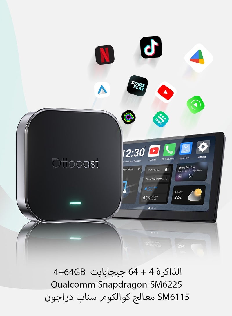 OTTOCAST OttoAibox E2 AI Box Google Play Store Netflix/YouTube Split-Screen Wireless Carplay Android Auto 4+64 GB - Image 1