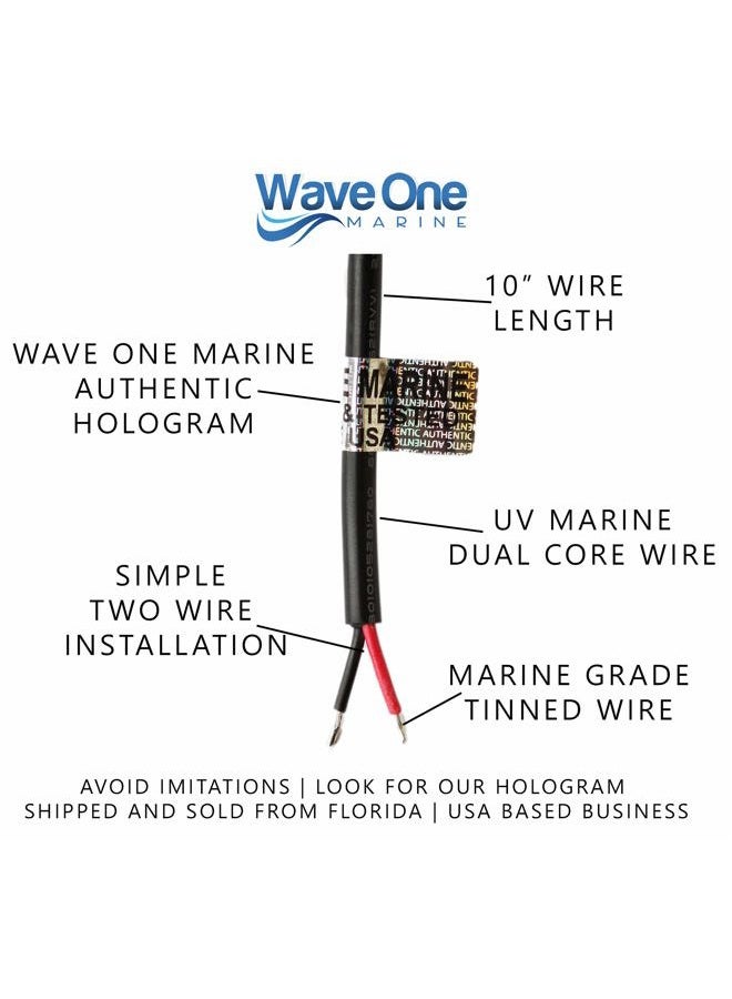 Wave One Marine Dual Color T-Top LED Light With Switch | Boat Courtesy Cockpit Helm Light | Waterproof Bar Housing | Stainless Hardware | IP68 (15.5" White & Blue) - Image 4
