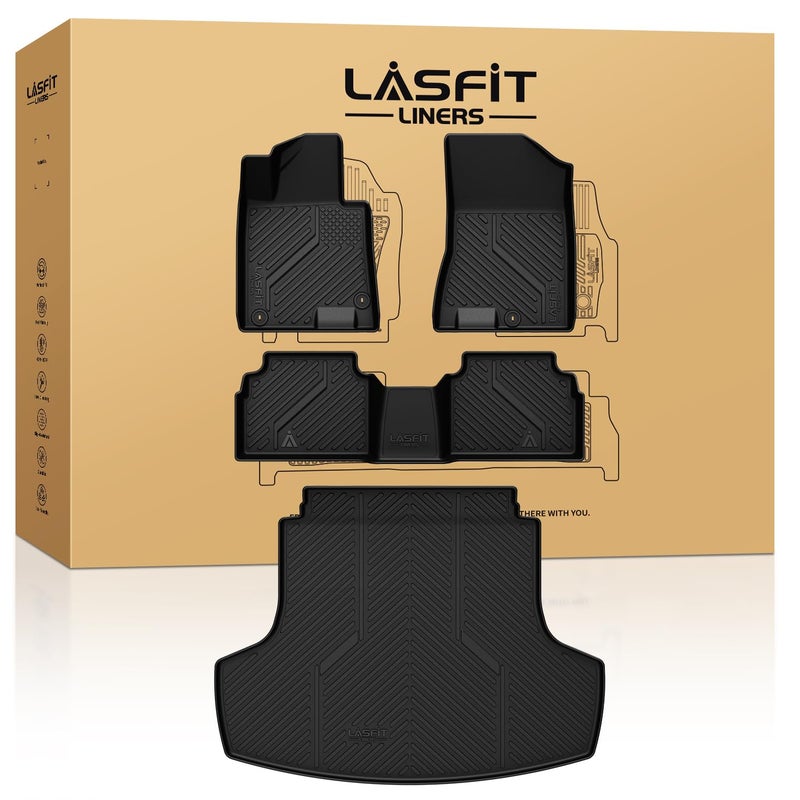 حصائر أرضية LASFIT لحقيبة السيارة لهيونداي سوناتا 2020-2026 تناسب فقط FWD بنزين كيا K5 2021-2025 تناسب فقط FWD حصائر أرضية مخصصة لجميع الأحوال الجوية من TPE لحصائر السيارات وحصائر الصندوق