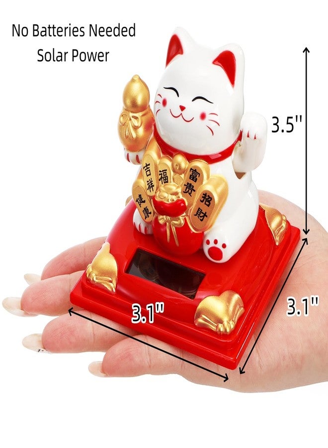 Cididu 2 Pack Solar Waving Cat, Lucky Cat Waving Arm Solar Powered, Good Luck Fortune Cat as Window Sun Catcher Car Dashboard Decor, Portable Suncatchers Welcoming Cat for Home, Office Decoration - Image 2