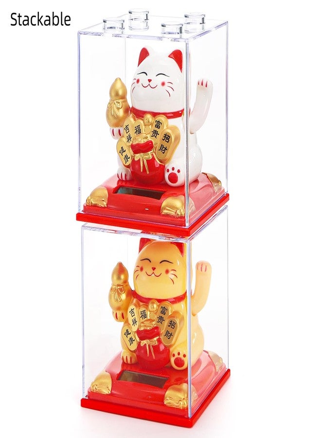 Cididu 2 Pack Solar Waving Cat, Lucky Cat Waving Arm Solar Powered, Good Luck Fortune Cat as Window Sun Catcher Car Dashboard Decor, Portable Suncatchers Welcoming Cat for Home, Office Decoration - Image 4