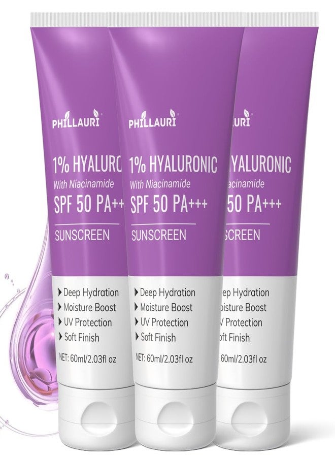 Phillauri كريم واقي من الشمس خفيف الوزن بعامل حماية من الشمس 50 PA+++، واقي من الشمس لتفتيح البشرة مع حماية واسعة النطاق - 60 مل (عبوة من 3 قطع) - Image 1