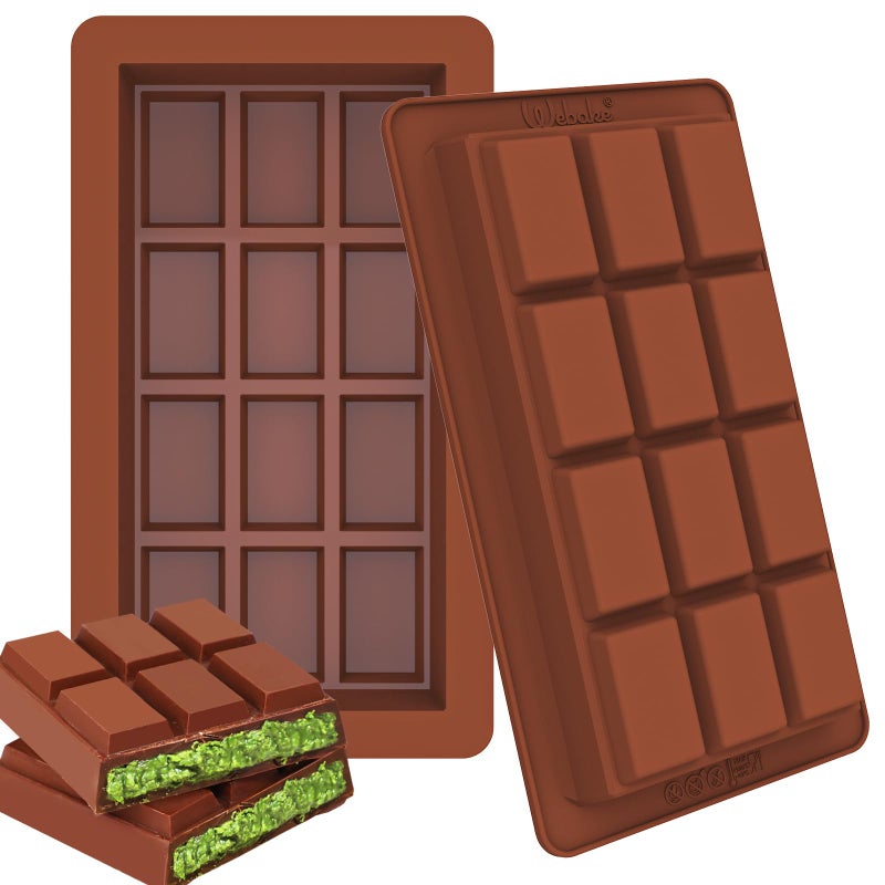Webake Deep Chocolate Bar Moulds Silicone 2 Pcs Thick Chocolate Bar Mould Rectangular Large Chocolat Molds Deep Candy Mold
