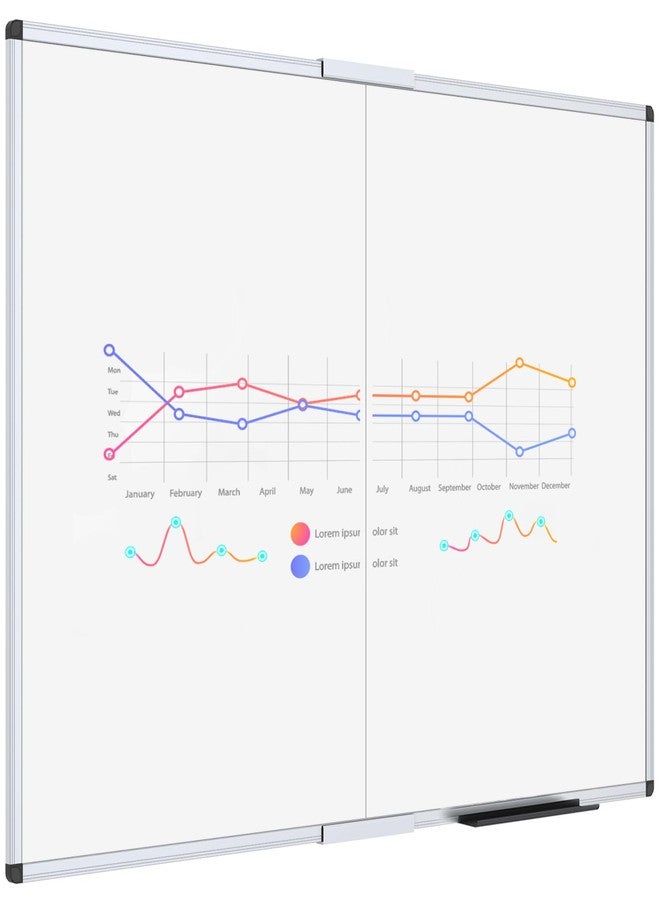 فيز برو سبورة بيضاء مغناطيسية قابلة للطي من VIZ-PRO، مقاس 48 × 36 بوصة، سبورة قابلة للمسح الجاف تُثبت على الحائط للمدارس والمكاتب والمنازل - Image 1