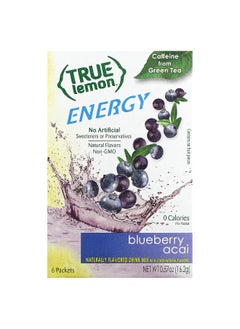 True Citrus True Citrus, True Lemon, Energy, Blueberry Acai, 6 Packets, 0.095 oz (2.7 g) Each  - Image 1