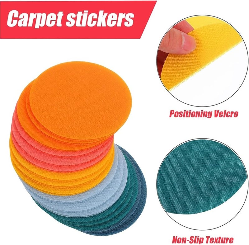 72 قطعة نقاط سجاد غير قابلة للانزلاق للفصول الدراسية مع علامات أرضية ذات ظهر خطاف وحلقة - Image 4