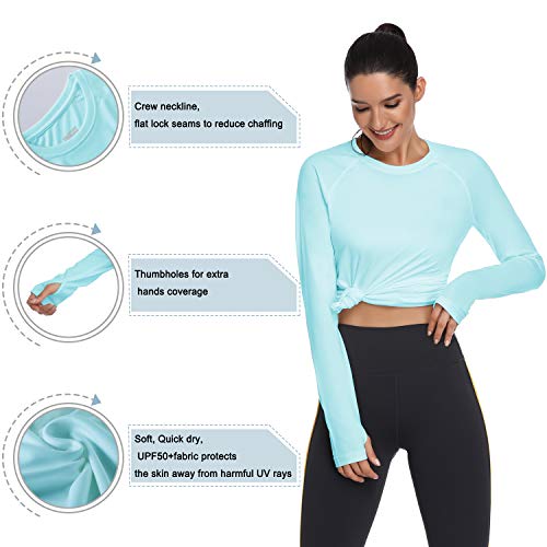 HISKYWIN Women's UPF 50+ Sun Protection Long Sleeve Shirts Outdoor Hiking Fishing Tops HF103- Light Green-M - Image 4