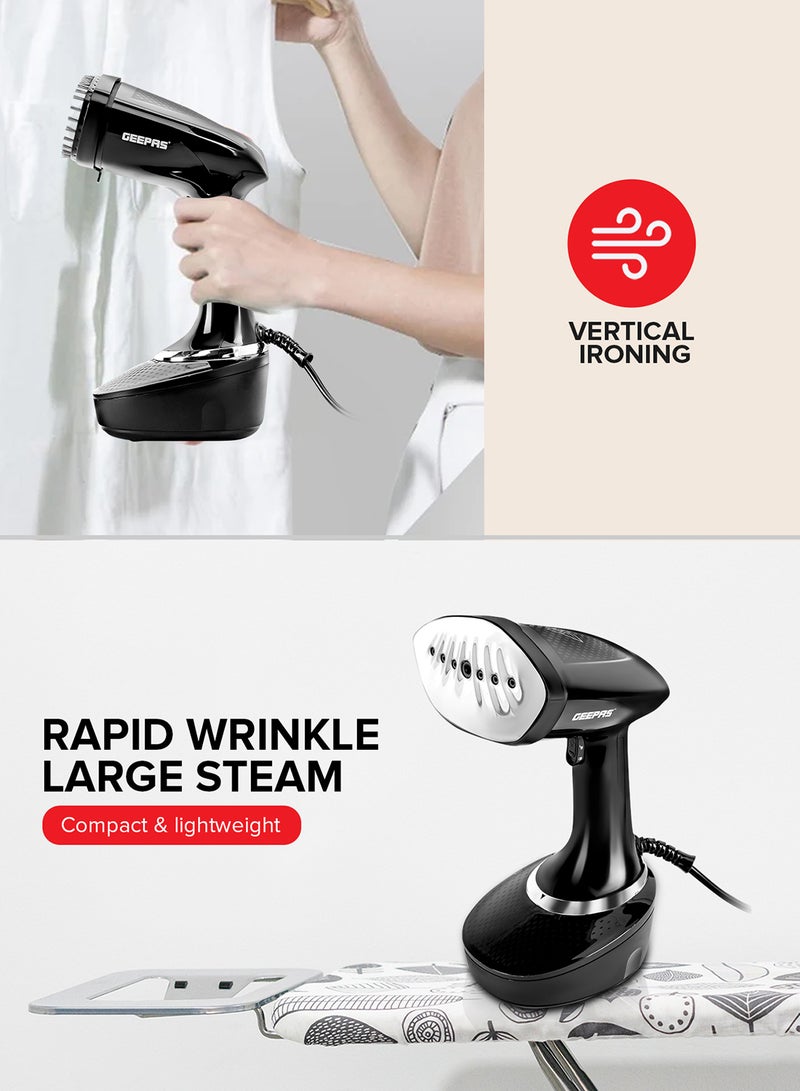 GEEPAS Handheld Garment Steamer With Stainless Steel Panel, Continuous Steam Output Upto 25G/Min, 400 ML Detachable Water Tank, Vertical Ironing Function, 360 Degree Swivel Cord Protection 400 ml 1500 W GGS25041 Black - Image 5