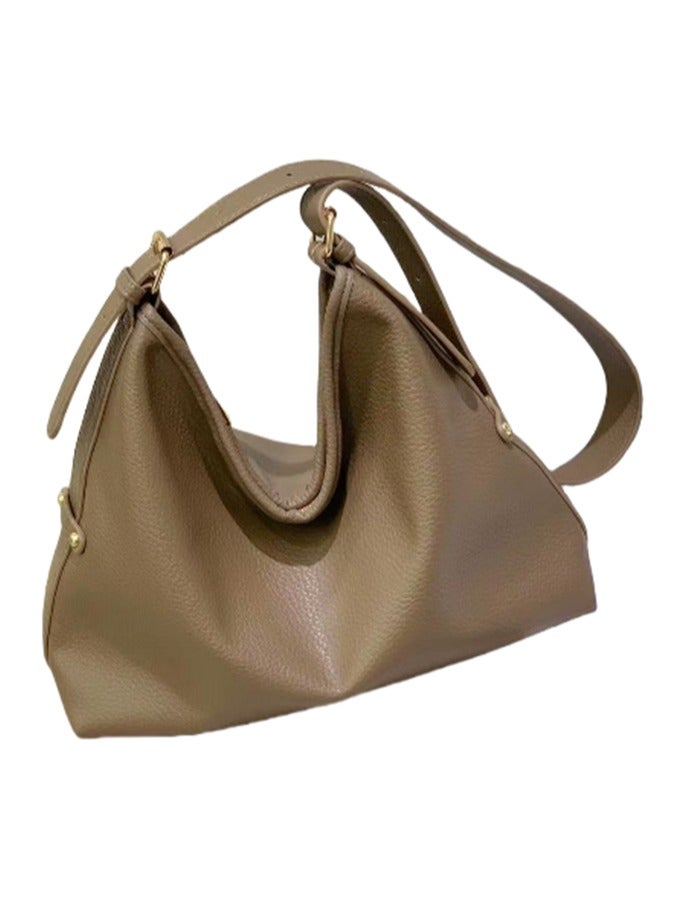 Women Tote Handbag, Ladies Fashion Shoulder Bag Bohos Tote with Large Capacity, Soft Leather Shoulder Bag Crossbody Bag Handbag Mini Clutch Purse with Adjustable Strap for Girls (1552# Beige)  - Image 2