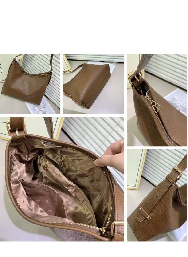 Women Tote Handbag, Ladies Fashion Shoulder Bag Bohos Tote with Large Capacity, Soft Leather Shoulder Bag Crossbody Bag Handbag Mini Clutch Purse with Adjustable Strap for Girls (1552# Beige)  - Image 3