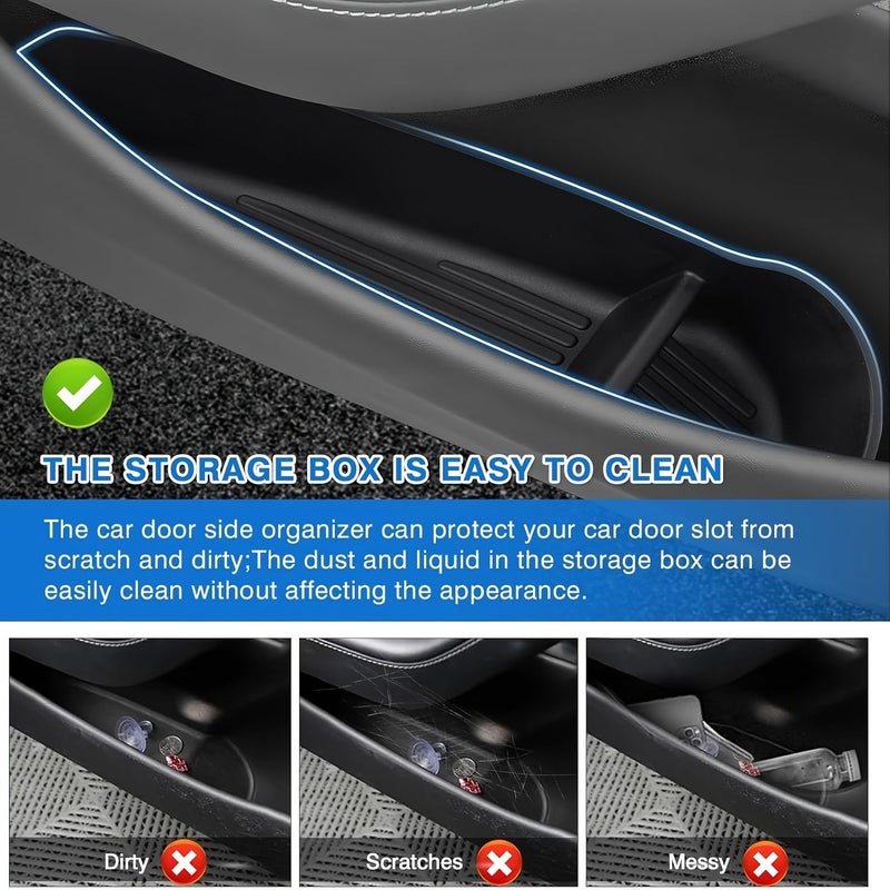 منظم أمامي وخلفي للأبواب من 4 قطع، صندوق تخزين TPE لسيارة Tesla Model Y Juniper 2025-2026 - Image 4