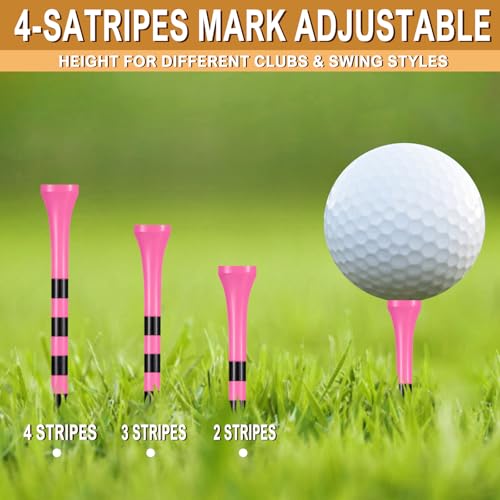 Zivisk Wooden Golf Tees 2-3/4" 100 Count 70mm Pink - Image 5