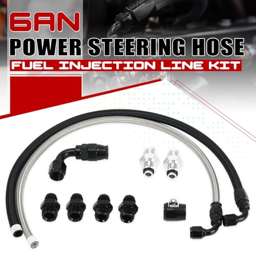 PQY 25Inch 6AN Power Steering Pump Hose Kit Compatible with Chevy C10 LS Swap Engine HighLow Pressure Line with LeakProof Design Connect to GM Type II Power Steering Pump - Image 3