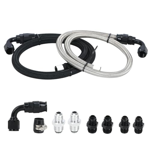 PQY 25Inch 6AN Power Steering Pump Hose Kit Compatible with Chevy C10 LS Swap Engine HighLow Pressure Line with LeakProof Design Connect to GM Type II Power Steering Pump - Image 1