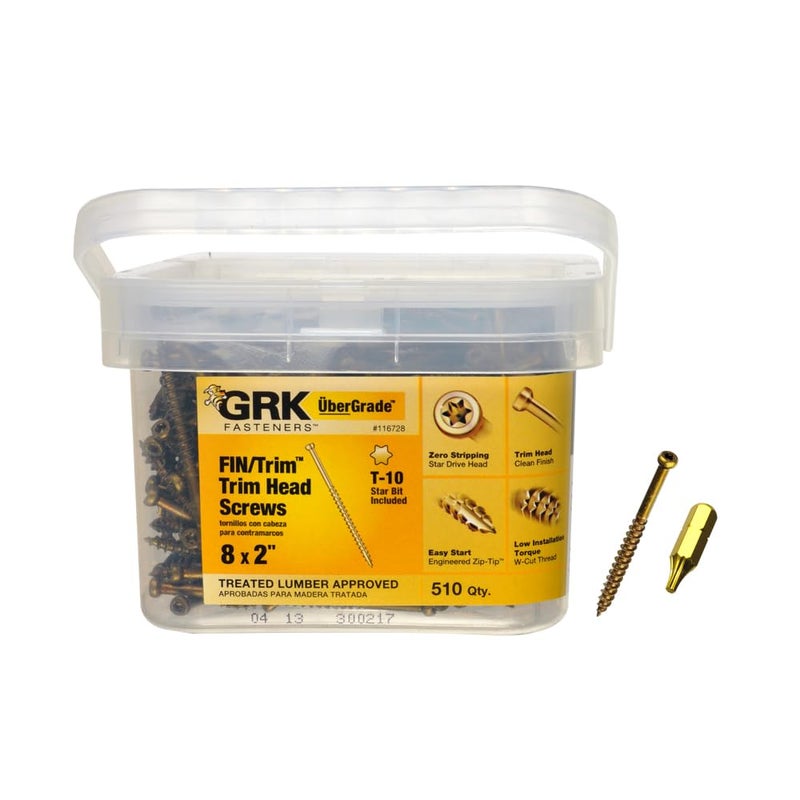 GRK Fasteners 116728 FINTrim 8 x 2 Screws 510CT Gold