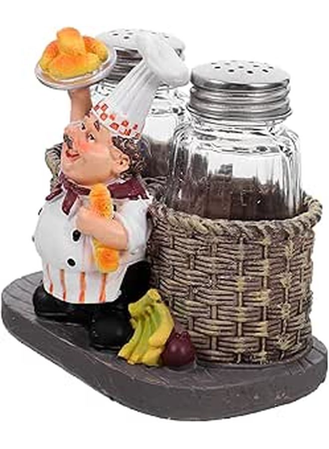 Ceramic Salt And Pepper Shaker Set With Chef Figurine For Kitchen And Tabletop Decor - Image 1