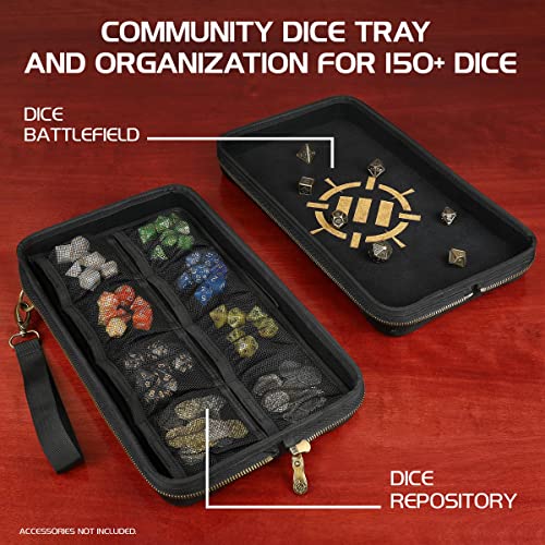 ENHANCE Tabletop Community DnD Dice Case and Rolling Tray Holder and Storage for up to 500 RPG Dice with Rugged Protective Design Soft Interior and Organizer Pockets 500 Capacity - Image 5