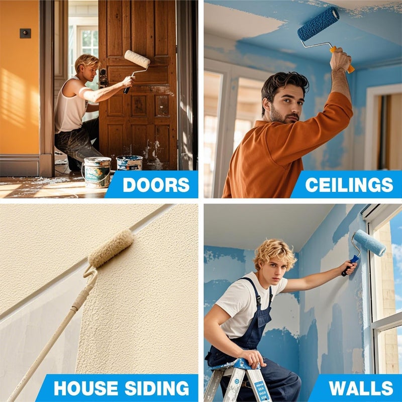 KingOrigin King Origin 9 Inch Microfiber Paint Roller Covers, 1/2" Nap, 12-Pack Paint Rollers for Wall & Ceiling Painting, Professional & Home Use - Image 5