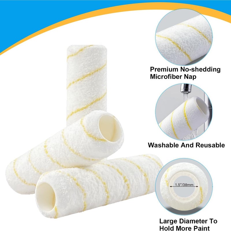 KingOrigin King Origin 9 Inch Microfiber Paint Roller Covers, 1/2" Nap, 12-Pack Paint Rollers for Wall & Ceiling Painting, Professional & Home Use - Image 3