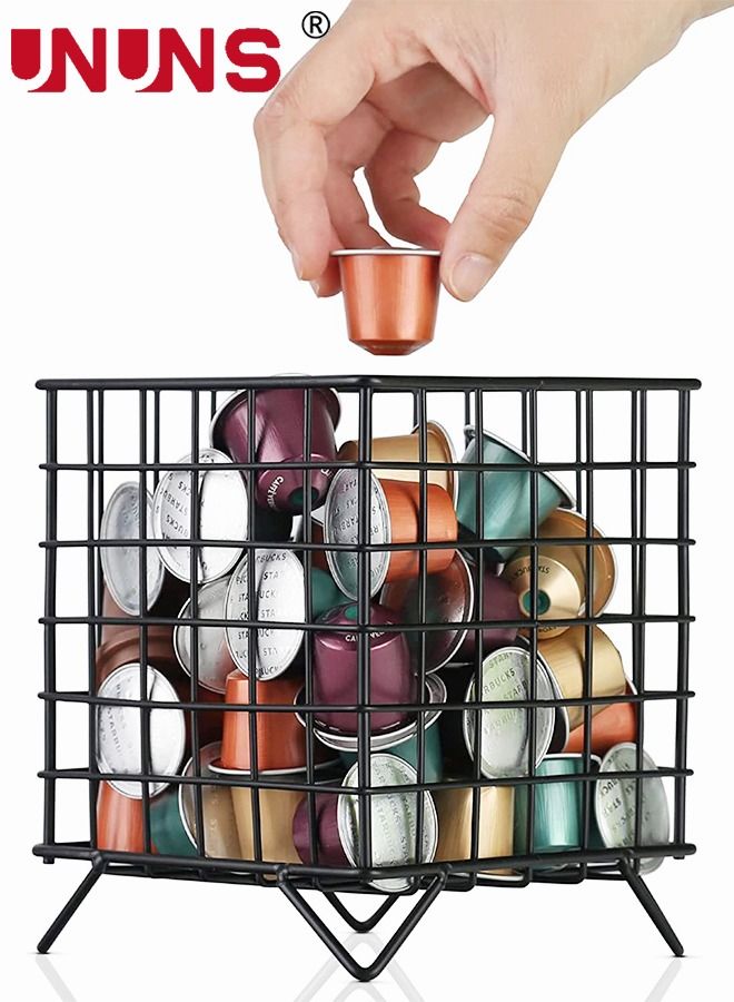 UNUNS Coffee Pod Holder,Large Capacity K Cup Coffee Pod Basket,Kitchen Counter Storage Baskets,Black - Image 1