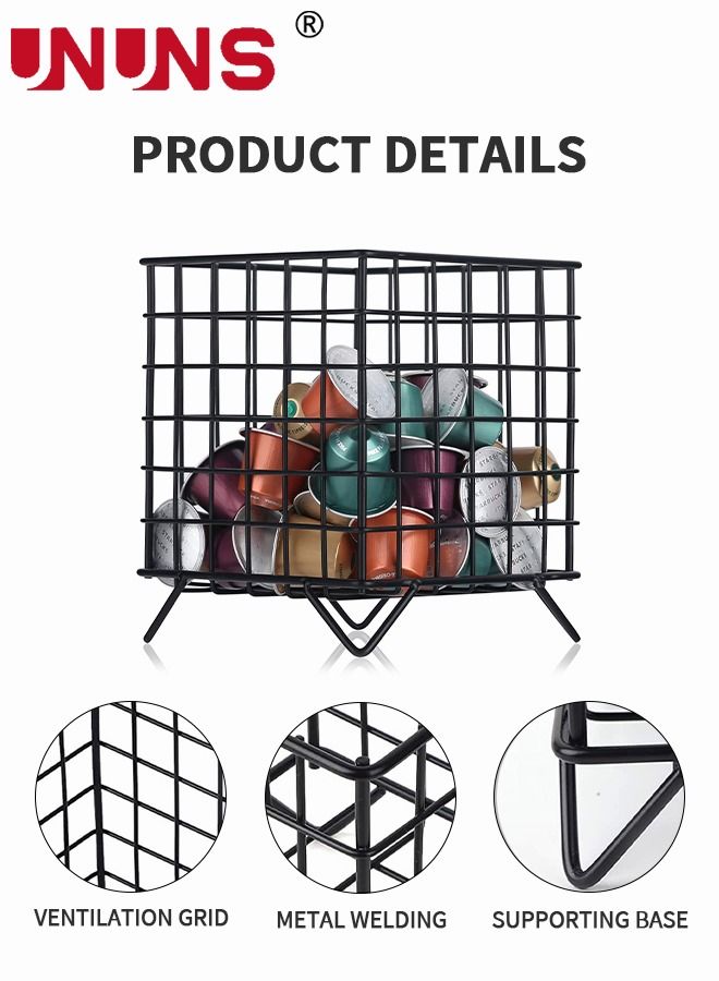 UNUNS Coffee Pod Holder,Large Capacity K Cup Coffee Pod Basket,Kitchen Counter Storage Baskets,Black - Image 2