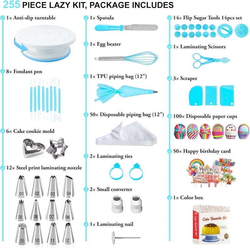AKHMLEF Cake Decorating Kit, 255PS, Round Opening, Cake Decorating Supplies, Piping Bags and Tips Set - Image 5