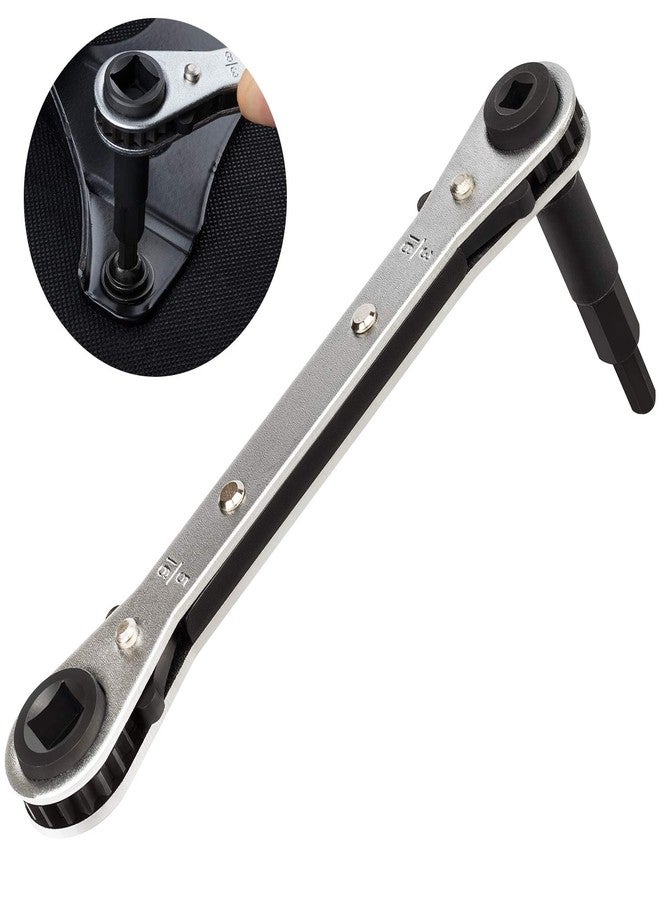 ANCIRS 3/16 to 3/8 Ratchet Wrench, HVAC Service Wrench with Hexagon Bit Adapter Kit for Air Conditioner, Refrigeration Equipment Repair - Image 1