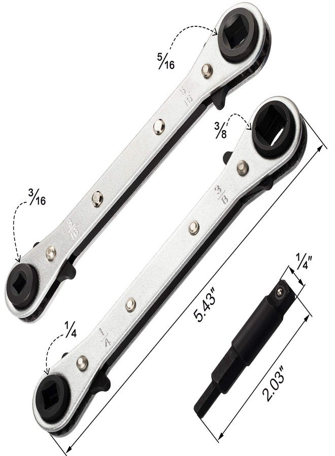 ANCIRS 3/16 to 3/8 Ratchet Wrench, HVAC Service Wrench with Hexagon Bit Adapter Kit for Air Conditioner, Refrigeration Equipment Repair - Image 2