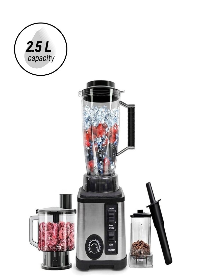 showkah 3 in 1 Professional Countertop Blender Ice Crusher, Juicer with 2.5L Juicer Jug, Spice Grinder, Vegetable Chopper & Meat Grinder / Meat Mincer Cup, Food Processor - Image 1