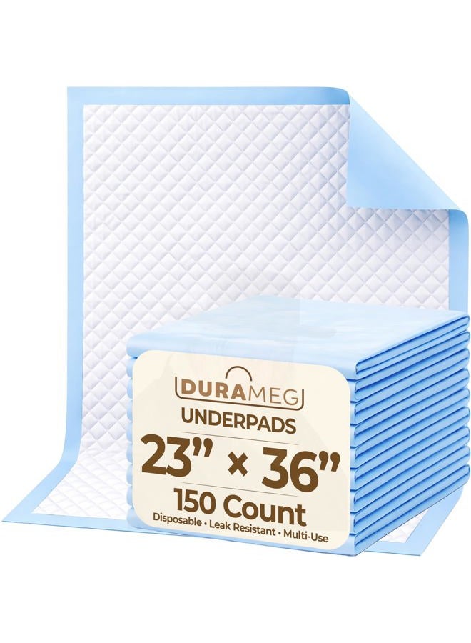 Durameg Chucks Pads Disposable [150-Pads] Underpads 23x36 Incontinence Chux Pads Absorbent Fluff Protective Bed Pads, Pee Pads for Babies, Kids, Adults & Elderly | Puppy Pads Large for Training Leak Proof - Image 1