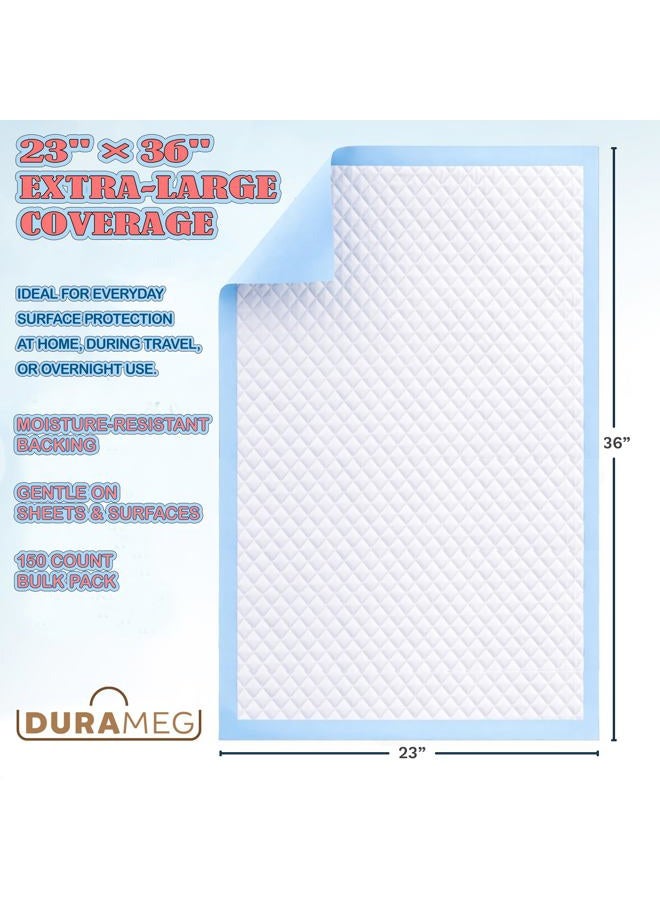 Durameg Chucks Pads Disposable [150-Pads] Underpads 23x36 Incontinence Chux Pads Absorbent Fluff Protective Bed Pads, Pee Pads for Babies, Kids, Adults & Elderly | Puppy Pads Large for Training Leak Proof - Image 4